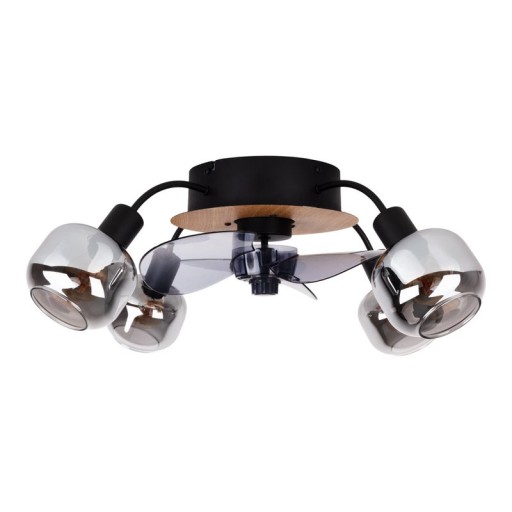 Ceiling lamp including fan "Fumoso", in black, brown and nature, for E27, Ø 51 cm