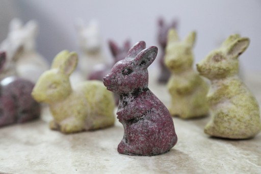 Kimberlea Multi Colored Cement Rabbit Statue 12PCS