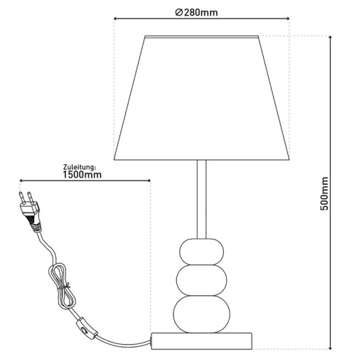 Table lamp "Elina", approx. 50 cm high, made of metal in black/brown, text blades in white, E27