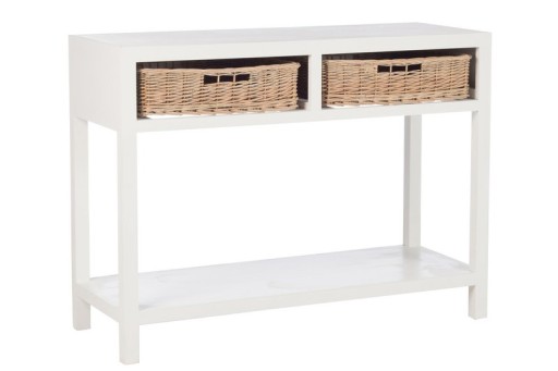 J-Line console + 2 baskets - wood - white