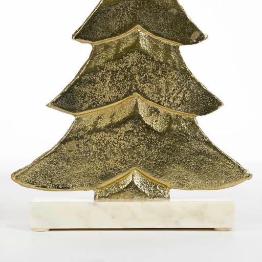 Decoratie Kerstboom - L18 x B7 x H32 cm - Aluminium, Marmer - Champagne