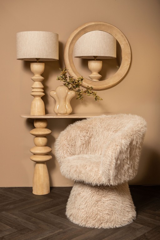 Noam Natural Mango Wood Round Mirror S