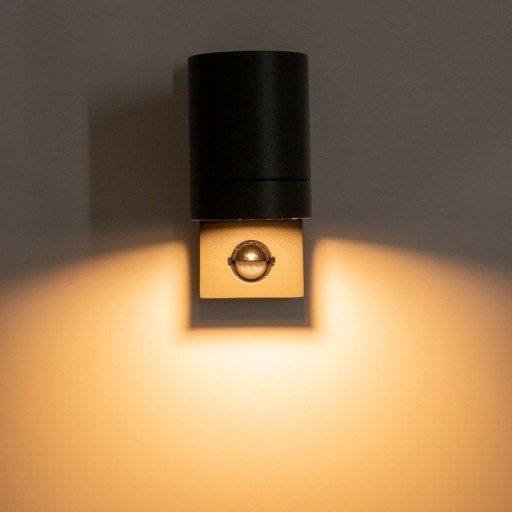 Outside wall lamp "Romb" with motion detector, anthracite -colored aluminum, timer, changeable lamp, 7 x 12.5 x 16.4 cm