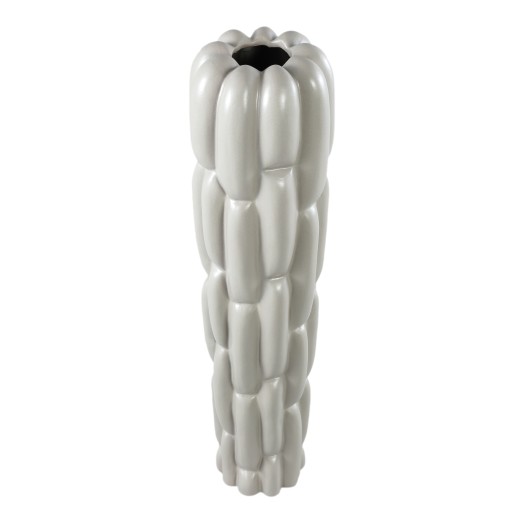 Seanis Grey Round Ceramic Vase Block Pattern S