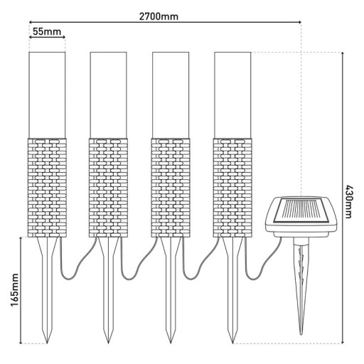 4 Set LED outdoor spike, for outside, plastic earth spit in black, integrated LED