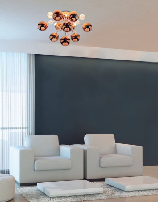 Ceiling light "Explosion" Metal and glass, G9 versions, ceiling lamp for dining room, living room, hallway or office, Ø57 cm