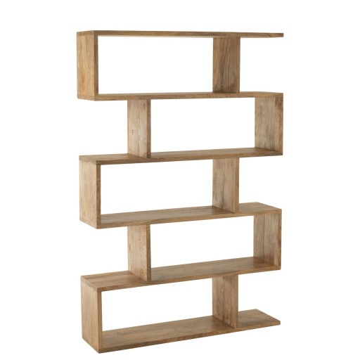 J-Line Bücherregal Vertikale Latten | Mangoholz Natur | 120×30×180 cm