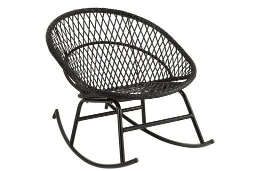 J-Line rocking chair + cushion Zayo - metal/wicker - black