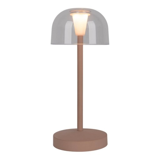 2-er Set LED battery table lamp "Gomba" for outside and inside, made of metal and plastic in Frosted Almond, 18.5 cm high