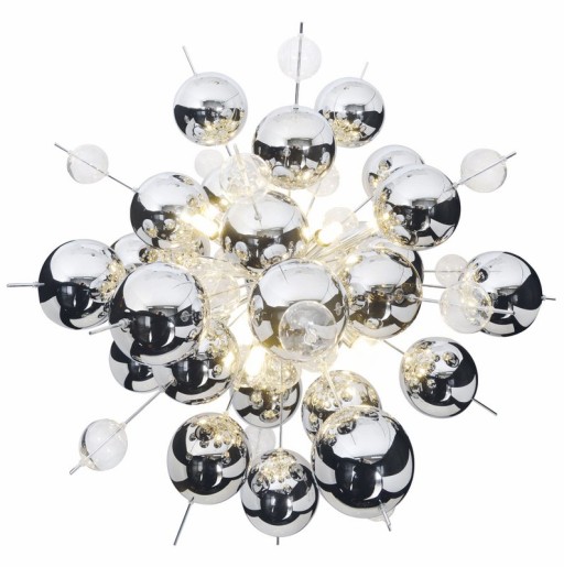 Pendelleuchte "EXPLOSION" chrom aus Metall und Glas, G9 Fassungen, Hängelampe für Esszimmer, Wohnzimmer, Diele oder Büro, Øca. 65 cm