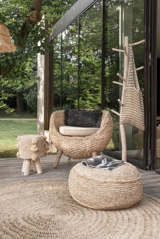 The Raffia Flores Pouffe - Natural