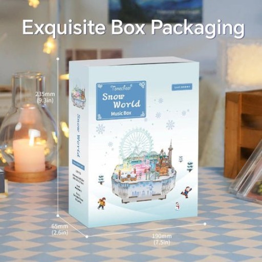 Tonecheer, Muziekdoosje, DIY 3D Houten Puzzel, Snow World, TQ071, 14x16x15,7cm