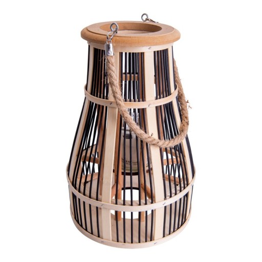 Decol light "Korbinian" including solar LED candle for garden and balcony, from rattan in nature, solar lamp height 35 cm