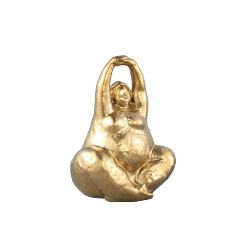 Oday Figur | Goldene keramische sitzende Frau A 26 cm