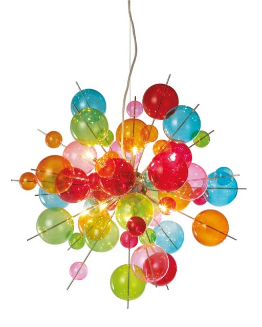Pendant lamp "explosion" colored made of metal and glass, G9 versions, hanging lamp for dining room, living room, hall or office, Øca. 65 cm
