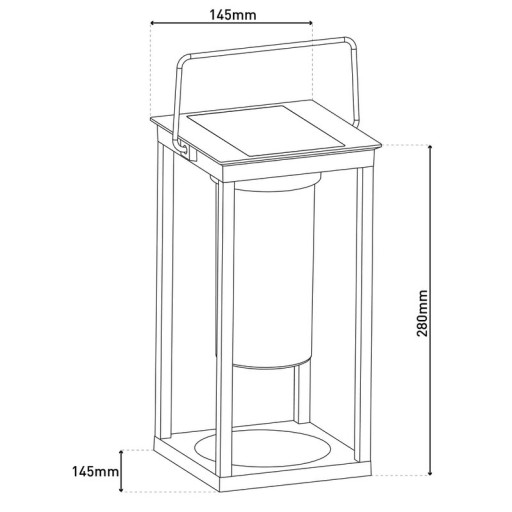 LED camping/skirting lamp H: 28cm, for outside, skirting lamp - metal and plastic in black, with integrated LED