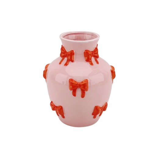 Vaas - Bloemvaaslinten - Dolomiet - Pink/oranje - 14x14x19cm