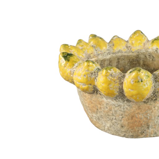 Fruitsy Yellow Round Terra Bowl Lemons Edge L