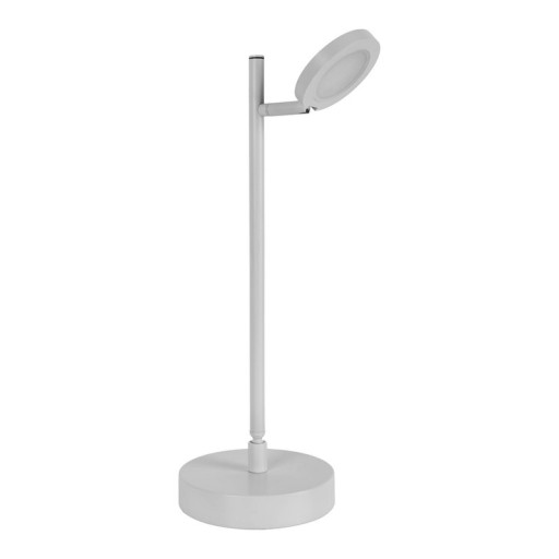 LED cordless table light "Lupa", 45 cm high, made of lacquered aluminum (white) and white plastic, LED integrated, dimmable, touch sensor.