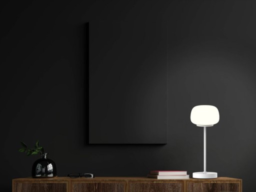 LED battery/ table lamp "Pina" 30 cm high, made of metal (white) and glass (white), integrated LEDs, warm white