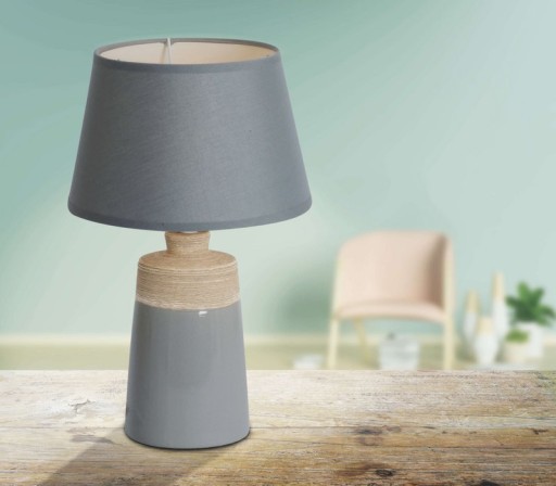 Ceramic table lamp "Talia", table lamp made of ceramic, beige/gray, with E14 socket, for dining room, living room, hallway or office, 31 cm high