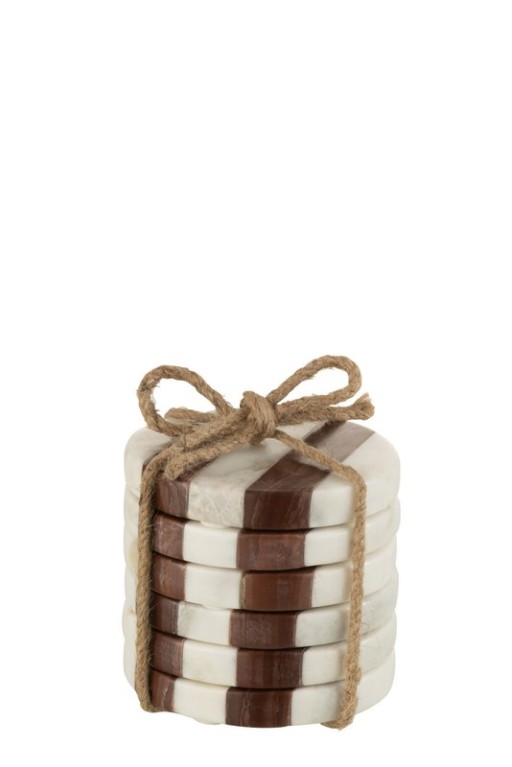 J-Line Marble coaster - stone - white/brown - 6x