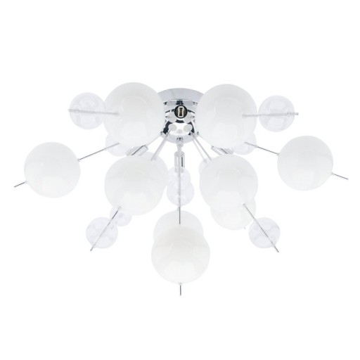 Ceiling lamp "explosion" white made of metal and glass, G9 versions, ceiling lamp for dining room, living room, hallway or office, Ø57 cm