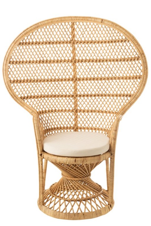 J-Line Pauw Rattan chair with cushion - jute - natural