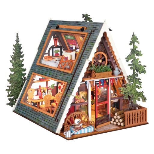Robotime, DIY miniatuurhuis, A-Frame Cabin, DG181, 24,6x22,2x21,8 cm