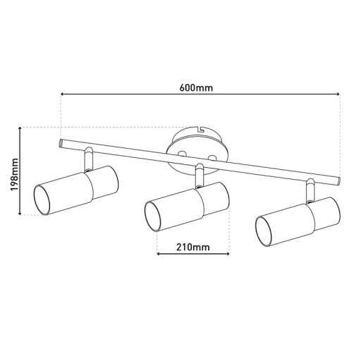 3 wall ceiling spot "Todtnau", metal, glass and plastic, E14, 47cm long