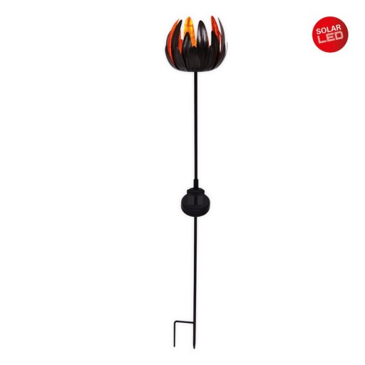 LED solar skewer "flower", for outside, metal and plastic earth skewer in copper, with integrated LED