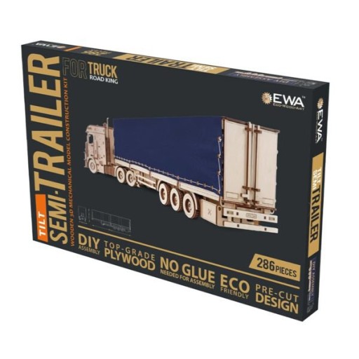 Eco Wood Art (EWA) 3D Houten Puzzel Tilt Semitrailer for Truck Road King, 3250, 57,4×12,3×17,1cm