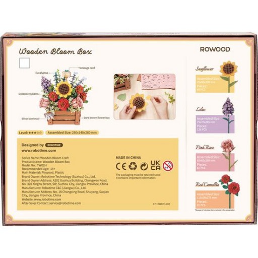 Robotime, DIY Houten Bloemenkistje/Wooden Bloom Box, TW02H, 28x14x28cm