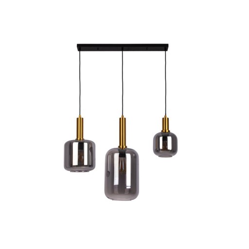 3er Pendelleuchte "FUMO", Pendellampe aus Metall und Glas in Schwarz,, mit E14-Fassung, für Esszimmer, Wohnzimmer, Diele oder Büro, Hängelampe 82 cm lang