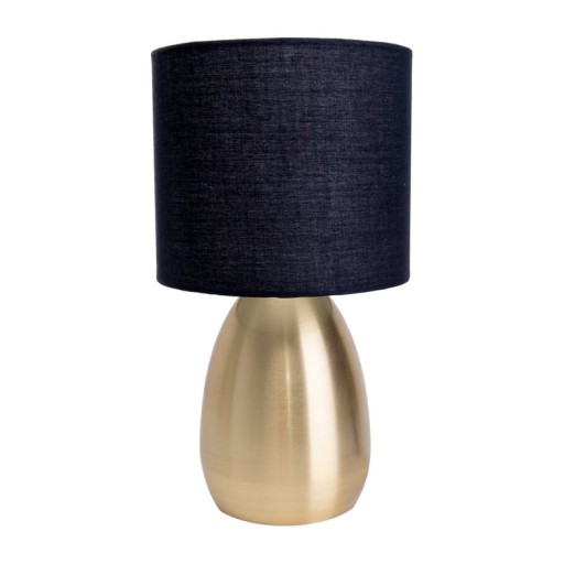 Tischleuchte "AURUM" 33 cm hoch in Gold/schwarz, aus Metall und Textil, mit E14-Fassung, Beleuchtung für Esszimmer, Wohnzimmer, Diele oder Büro