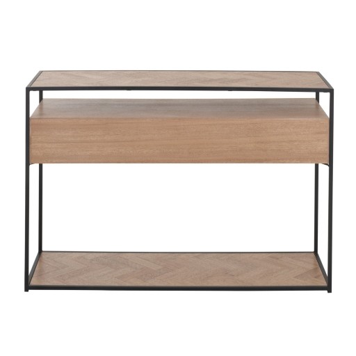 J-Line Console Zigzag 2 Lades Hout/Metaal Naturel/Zwart