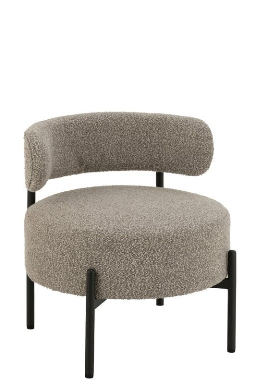 J-Line Lounge Chair Boucle | Plywood/Polyester | Grijs/Zwart - 62.5x62.5x67.5 cm