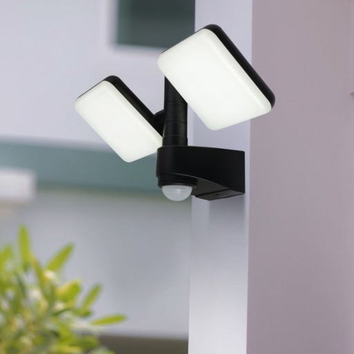 LED external wall lamp "Jaro" with 360 ° motion detector, made of plastic in anthracite, with integrated LED