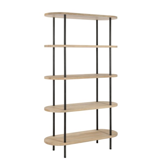 J-Line Rek Eli 5Planken Mango Hout/Staal Naturel/Grijs