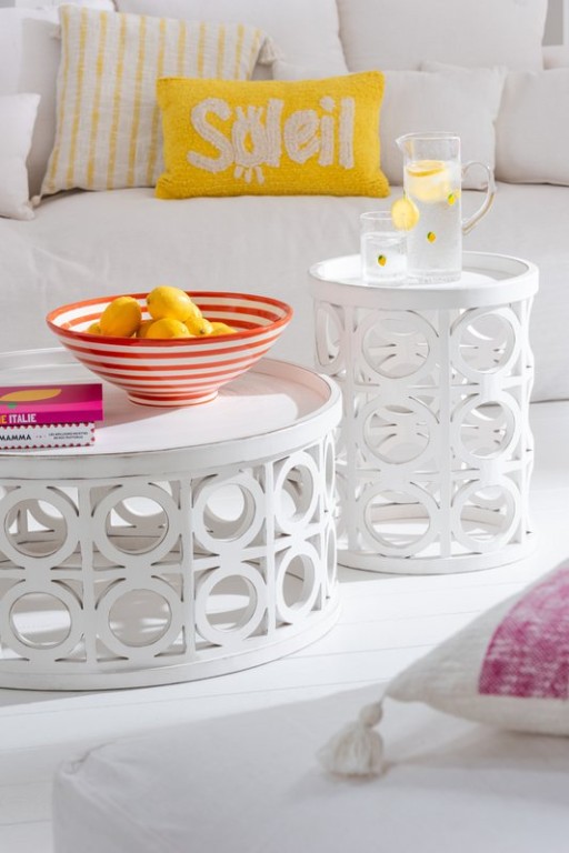 J-Line Coffee Table Carved Spruce/MDF White