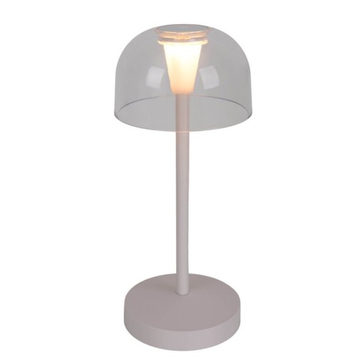 2 Set LED battery table light "Gomba" for outside and inside, made of metal and plastic in white, 18.5 cm high