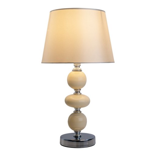 Ceramic table lamp "Araga" 36 cm high, table lamp made of metal, ceramic, with text blades, beige, with E14 socket, lighting for dining room, living room, hallway or office
