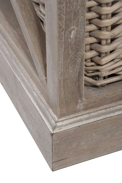 J -Line Coffee Table Rectangle - 2 sliders and 1 basket - Wood - Gray