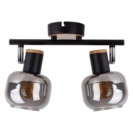 2 SPOT ceiling lamp "Fumoso", metal ceiling lamp and smoke glass in black, and nature, with E14 socket, for dining room, living room, hallway or office, 40 x 20 cm