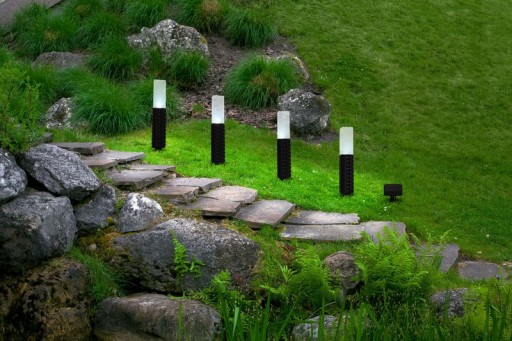 4 Set LED outdoor spike, for outside, plastic earth spit in black, integrated LED