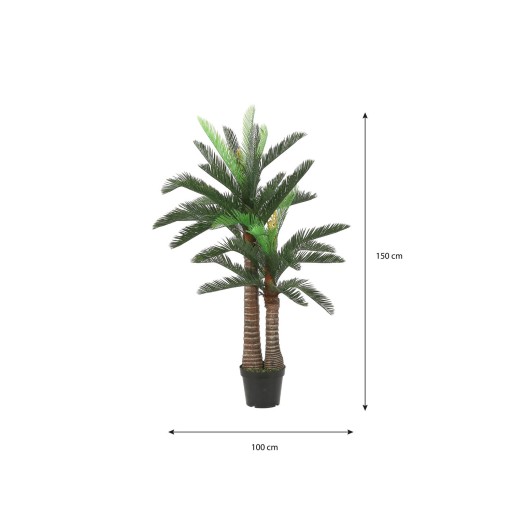 Cycas Palm Kunstplant - H150 x Ø100 cm - Groen