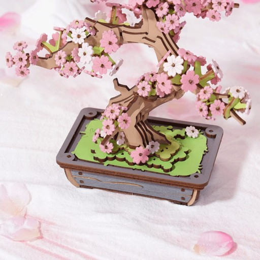 Robotime, DIY 3D Houten Modelbouwpakket, Sakura Bonsai, TG415, 16,1x11,1x17cm