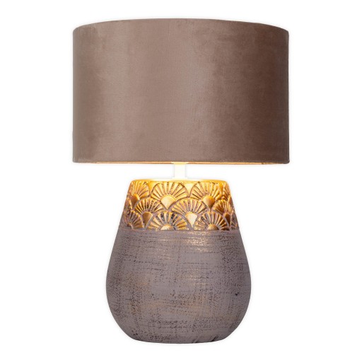 Keramische tafellamp "Bronco", tafellamp, keramiek, beige/grijs/goud, met E14 -aansluiting, voor eetkamer, woonkamer, gang of kantoor, 39 cm hoog