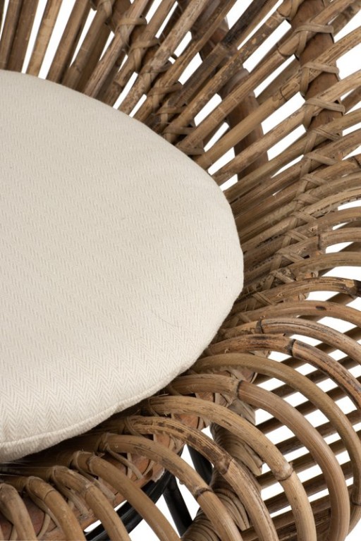 J-Line Lounge Vivi Rattan chair with cushion - jute/metal - natural