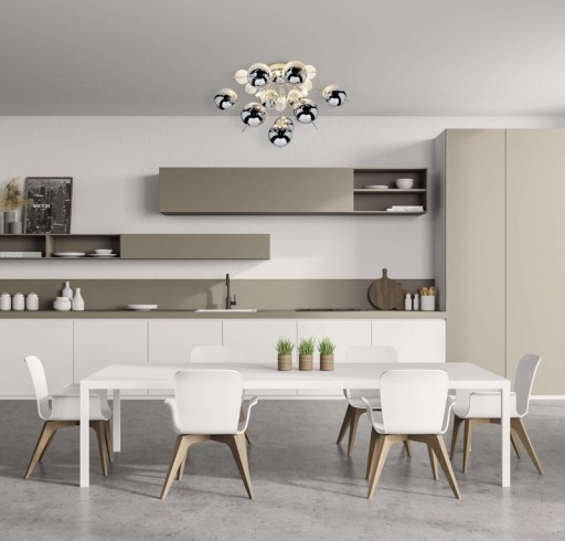 Ceiling lamp "explosion" chrome made of metal and glass, G9 versions, ceiling lamp for dining room, living room, hallway or office, Ø57 cm